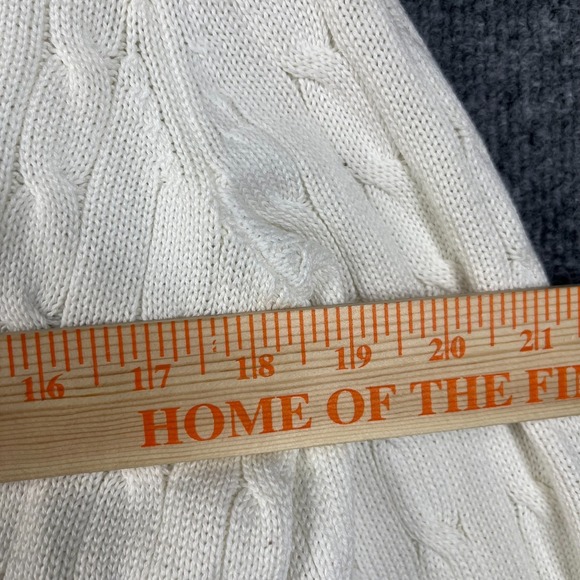 LRL Ralph Lauren Active Cable-Knit Cardigan Women's Ivory Button Sweater - XL - Picture 6 of 13